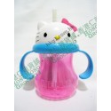 Munchkin Hello Kitty Straw Cup 吸管塑膠水杯 8oz (藍色手柄) 不含BPA